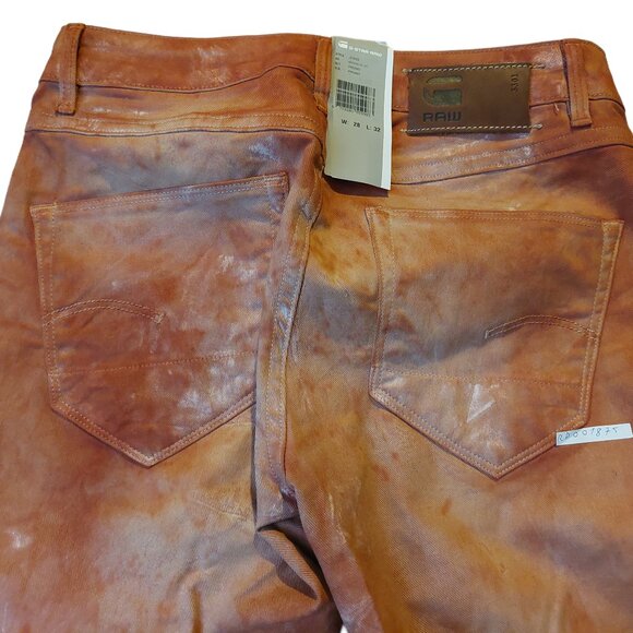 G-Star Raw 3301 Super Skinny Tie-Dye Rust Orange Copper Brown Denim Jeans Sz 28 - Picture 9 of 10